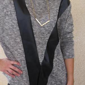 Gold Long Necklace - Gold Geometric Necklace,..