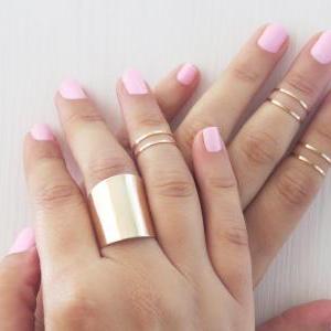 Set Of 6 Rose Gold Stacking Rings With 1 Tube Ring..