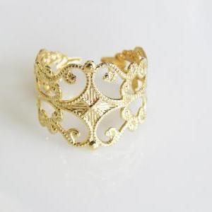 Gold Ring - Filigree Ring, Adjustable Ring,..