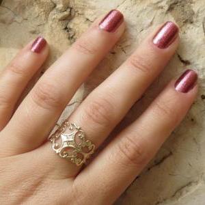 Gold Ring - Filigree Ring, Adjustable Ring,..