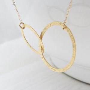 Gold Circle Necklace, Eternity Gold Necklace,14k..