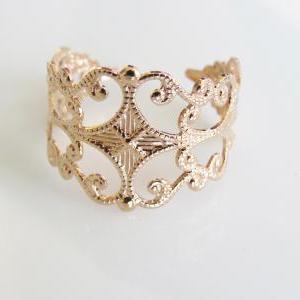 Gold ring - Rose gold filigree ring..