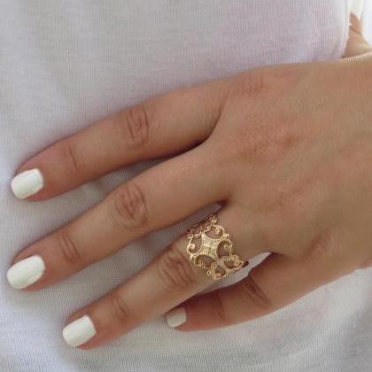 Gold ring - Rose gold filigree ring..
