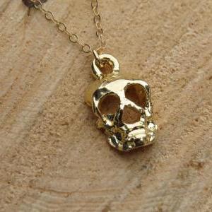 Gold Necklace, Skull Necklace, Everyday Jewelry,..