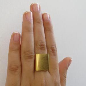 Gold Ring - Wide band ring, Adjusta..