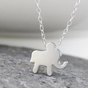 Silver Necklace, Silver Elephant Necklace,..