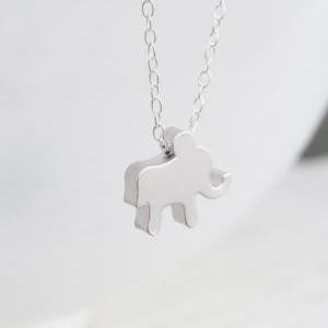 Silver Necklace, Silver Elephant Necklace,..