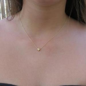 Gold Necklace, Goldfilled Star Necklace, Tiny Gold..