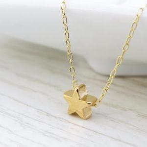 Gold Necklace, Goldfilled Star Necklace, Tiny Gold..