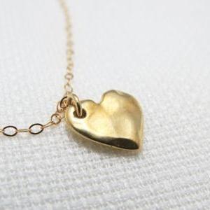 Gold Necklace - Gold Heart Necklace, Dainty Gold..