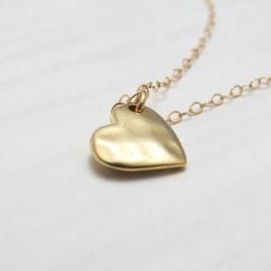 Gold Necklace - Gold Heart Necklace, Dainty Gold..