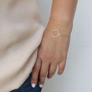 Square Bracelet - Gold Bracelet, Simple Bracelet,..