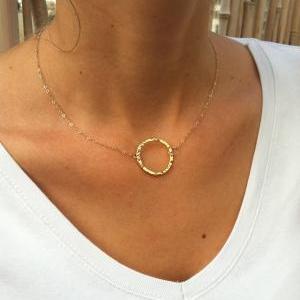 Gold Circle Necklace - Simple Gold Necklace, Gold..