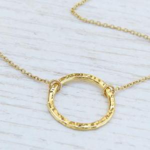 Gold Circle Necklace - Simple Gold Necklace, Gold..