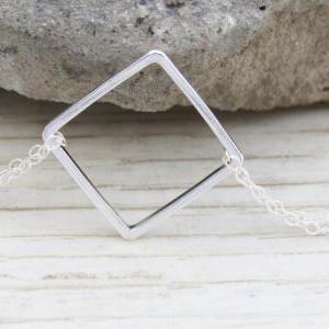 Silver Square Bracelet - Silver Charm Bracelet,..