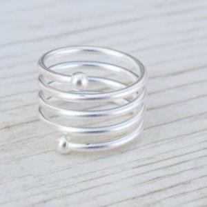Silver Ring, Spiral Ring, Wide Ring, Spiral Band..