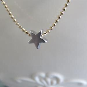 Gold Necklace - Silver Star Necklace - Silver..
