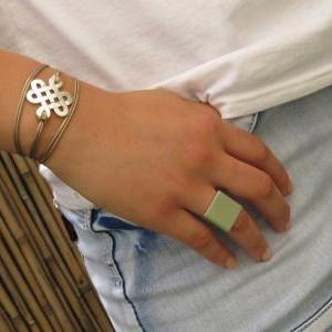Silver Infinity Bracelet, Layered Bracelet, Beige..