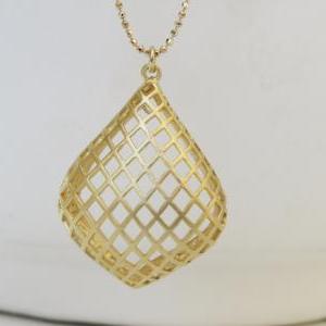 Gold Long Necklace, Gold Drop Necklace, Simple..