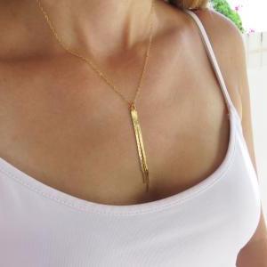 Gold Necklace, Long Pendant Necklace, Gold Tassel..