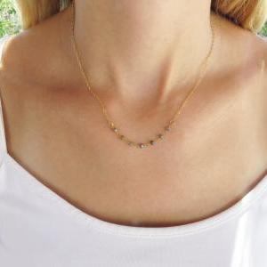 Gold Necklace, Labradorite Necklace, Gemstone..