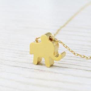 Gold Necklace, Gold Elephant Necklace, Goldfilled..