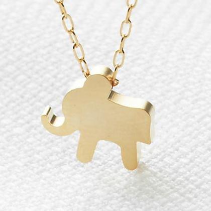 Gold Necklace, Gold Elephant Necklace, Goldfilled..
