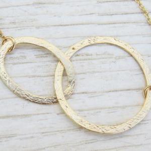 Gold Circle Necklace, Eternity Gold Necklace,14k..