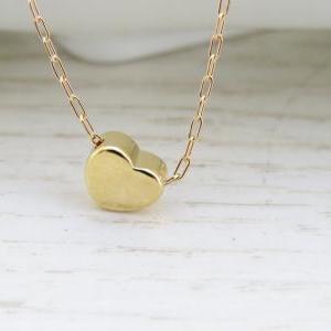 Gold Necklace, Tiny Heart Necklace, Small Heart..