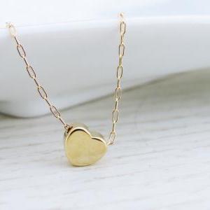 Gold Necklace, Tiny Heart Necklace, Small Heart..