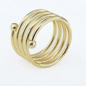 Gold Ring - Spiral Ring, Wide Ring, Spiral Band..