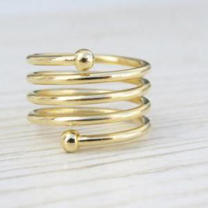 Gold Ring - Spiral Ring, Wide Ring, Spiral Band..