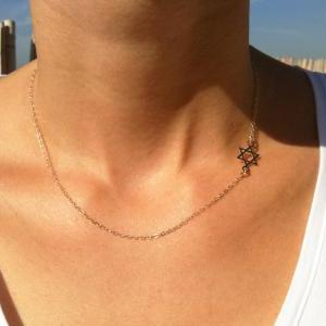 Gold Necklace - Gold Star Of David Necklace -..