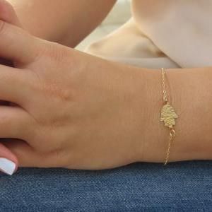Gold Hand Bracelet - Gold Hamsa Bracelet, Dainty..