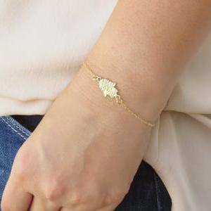 Gold Hand Bracelet - Gold Hamsa Bracelet, Dainty..