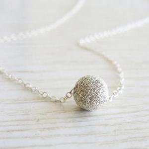 Silver Necklace, Ball Necklace, Silver Dot..