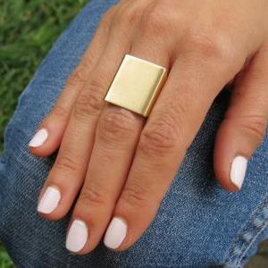 Wide Band Ring - Gold Ring, Adjustable Ring,..