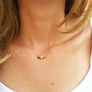 Gold Necklace - Round Necklace, Gold Nugget..