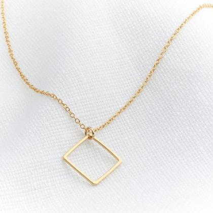 Gold necklace - Square gold necklac..