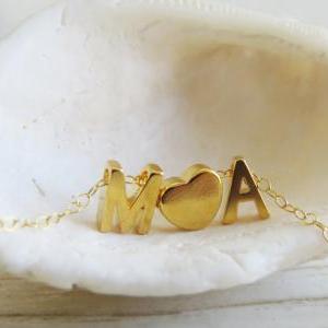 Gold Initial Necklace, Goldfilled Letter Necklace,..