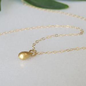 Gold Necklace - Tiny Drop Necklace, Gold Drop..