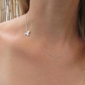 Silver Necklace - Tiny Silver Bird Necklace,..