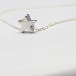 Silver Star Necklace - Tiny Silver Necklace, Star..