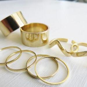 Set Of 8 Gold Rings - Gold Ring, Stacking Rings,..
