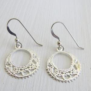 Silver Earrings - Sterling Silver Filigree..