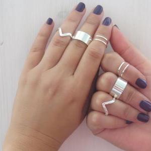 Stacking Silver Rings - Silver Ring, Set Of 8..