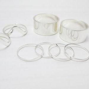 Stacking Silver Rings - Silver Ring, Set Of 8..
