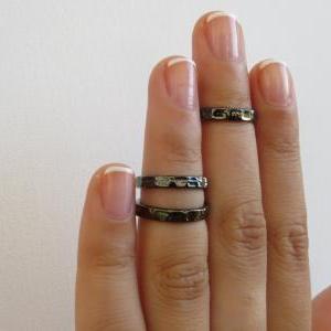 Black Stacking Rings - Knuckle Ring, Black Shiny..