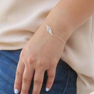 Silver Hand Bracelet - Hamsa Bracelet - Delicate..