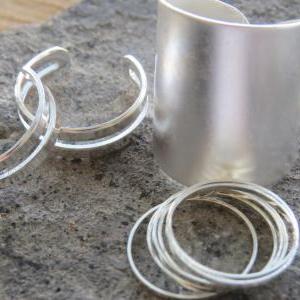 Silver knuckle ring, Set of 9 silve..